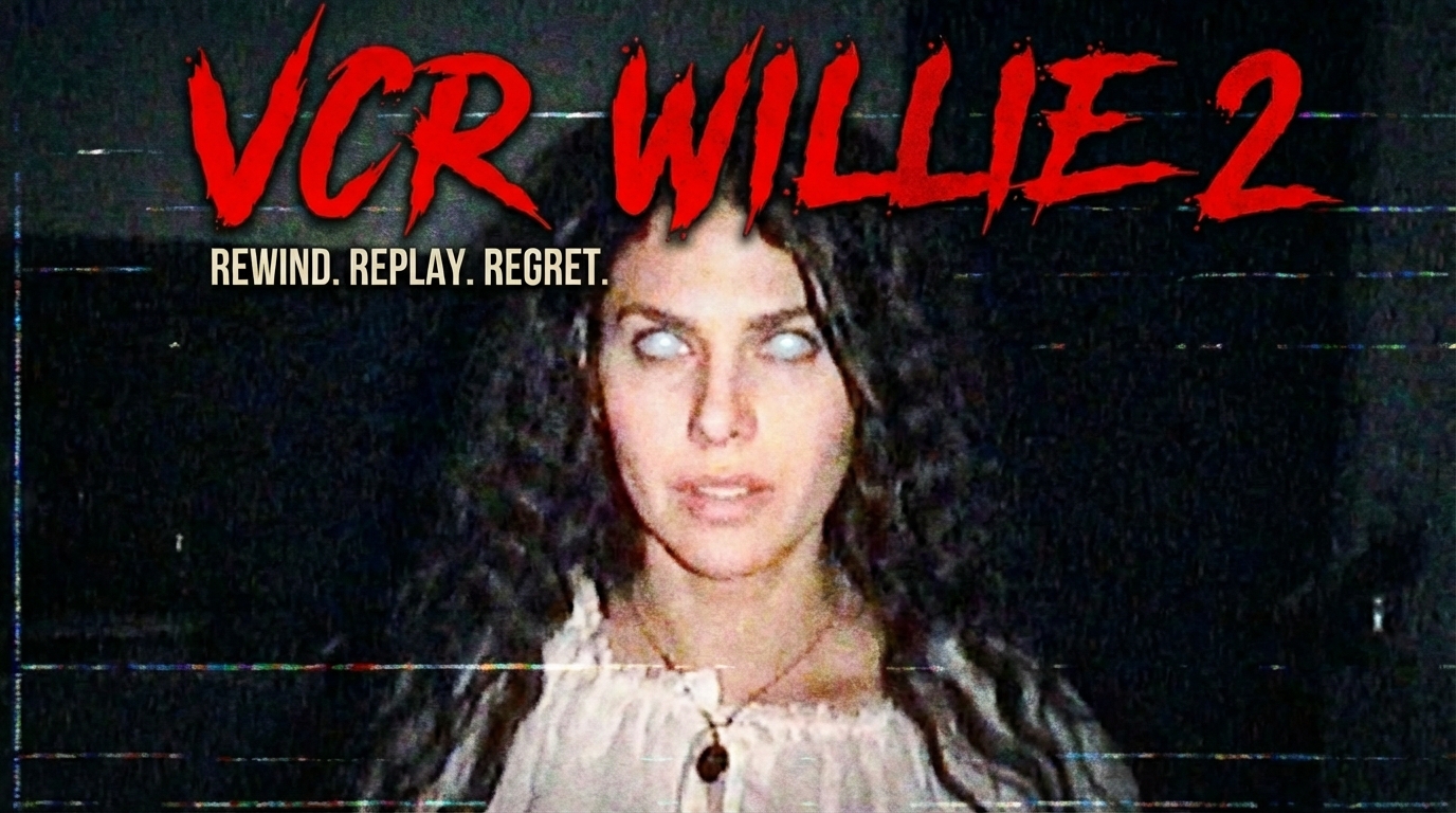 VCR Willie Tape 2 poster featuring creepy woman with white eyes